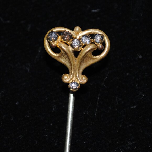 Jewelry - Antique Art Nouveau Heart Stick / Lapel / Scarf Pin with Paste Stones